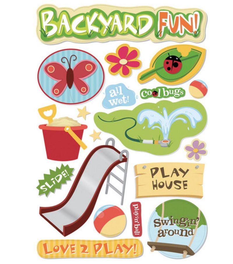 Karen Foster 7069950Karen Foster 5-1/2 Inch by 9 Inch Cardstock Stickers, Backyard Fun